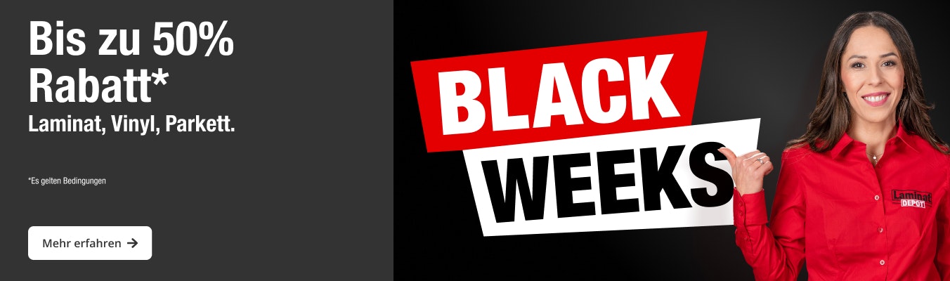 Black Weeks beim LaminatDEPOT – Bis zu 50 % Rabatt* auf Traumböden