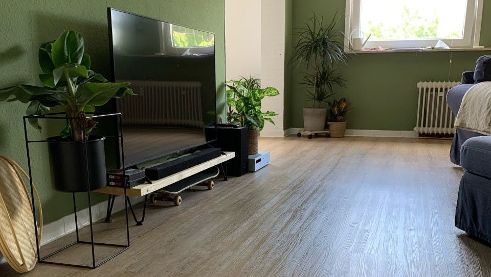 Verlegter Boden im Wohnzimmer