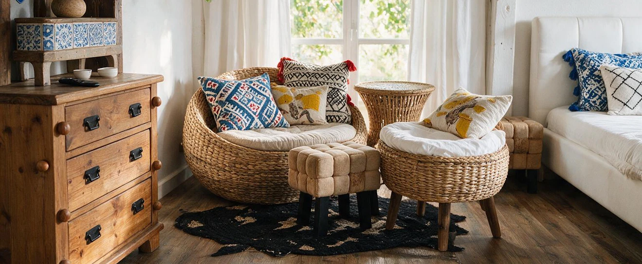 Gemütliches Zimmer im Einrichtungsstil Boho Chic
