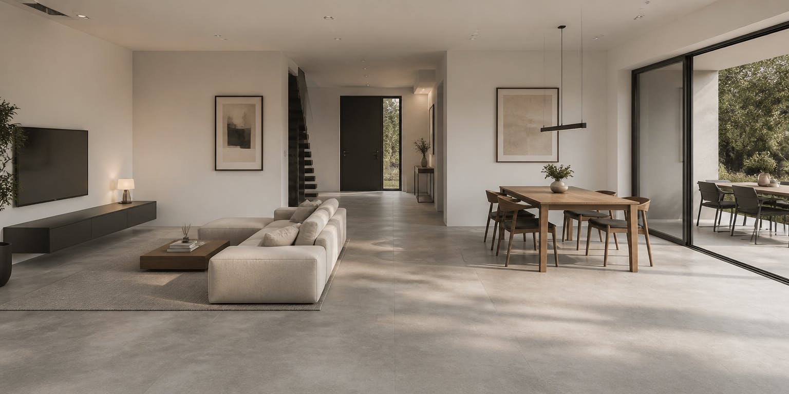 Modern und minimalistisch gestalteter Raum in Betonoptik