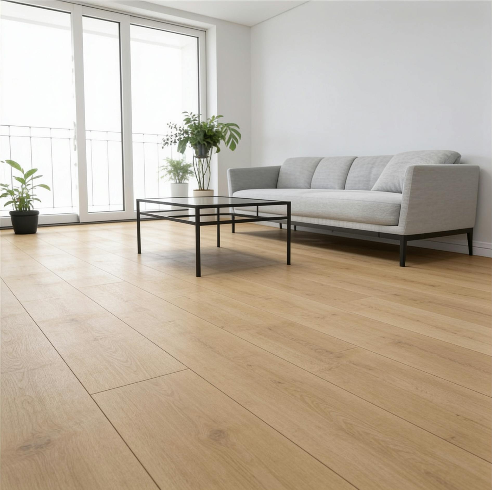 Laminat im Wohnzimmer aus der seitlichen Perspektive