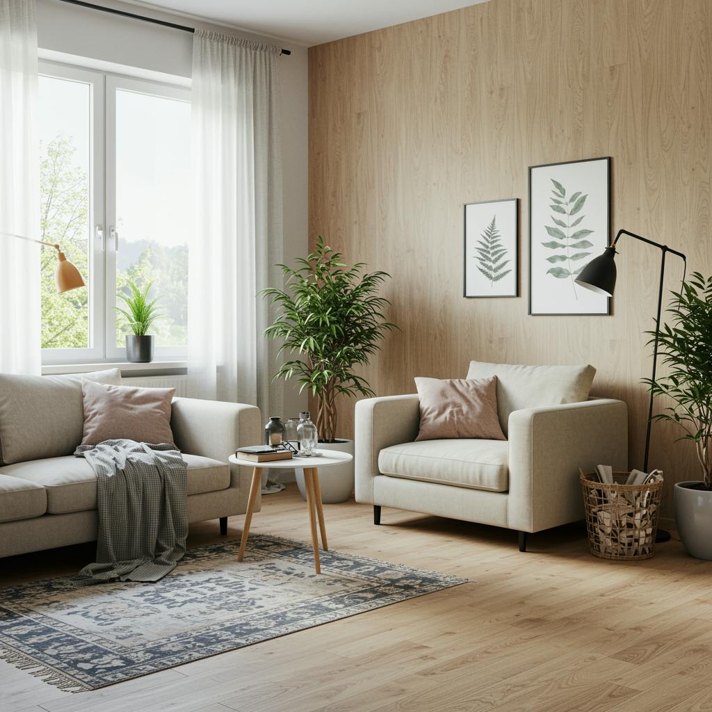 Nachhaltiges Laminat im Wohnzimmer verlegt