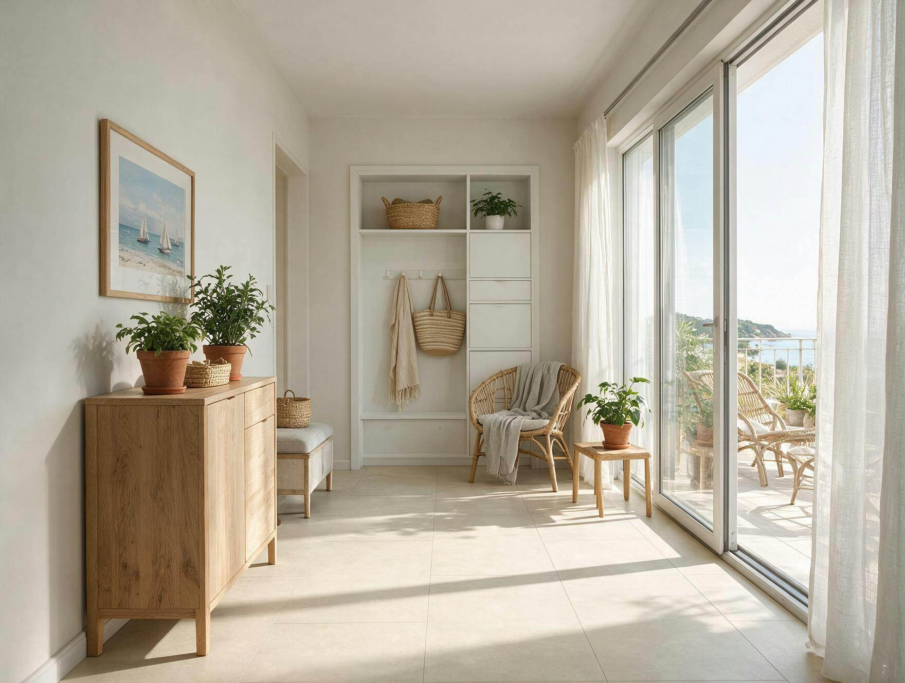Laminatboden in Steinoptik im Einrichtungsstil Coastal Style