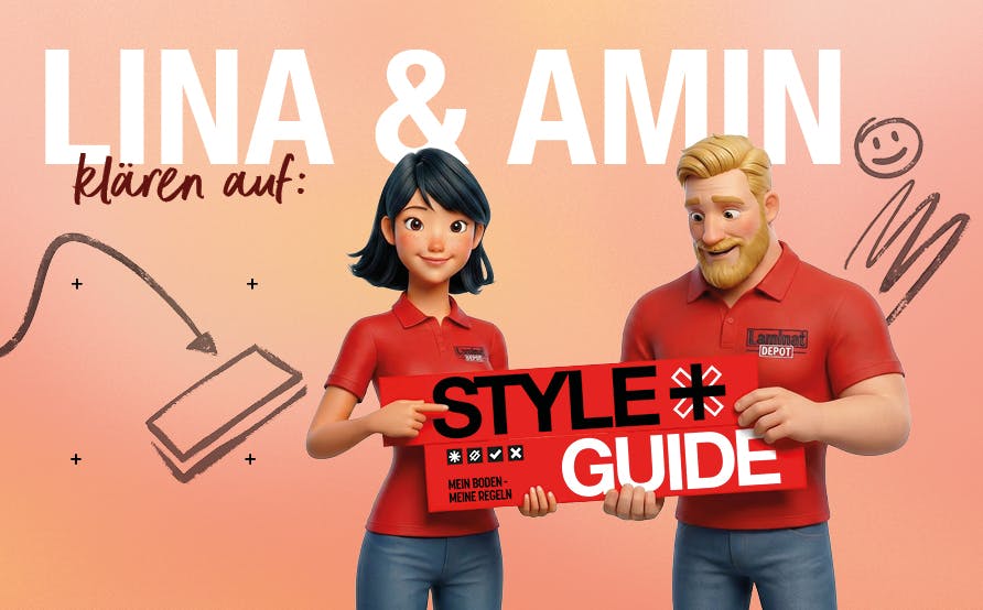 Mina vor dem Wort BodenMagazin und dem LaminatDEPOT Logo