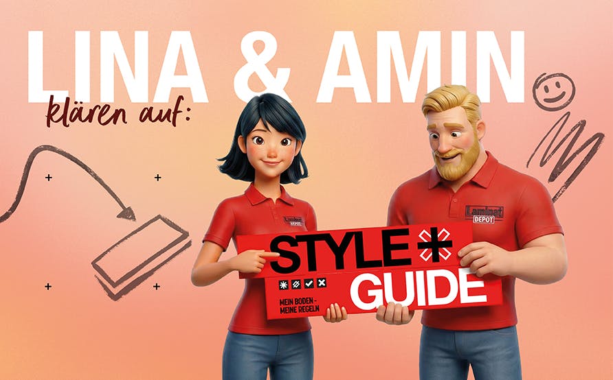 Mina vor dem Wort BodenMagazin und dem LaminatDEPOT Logo