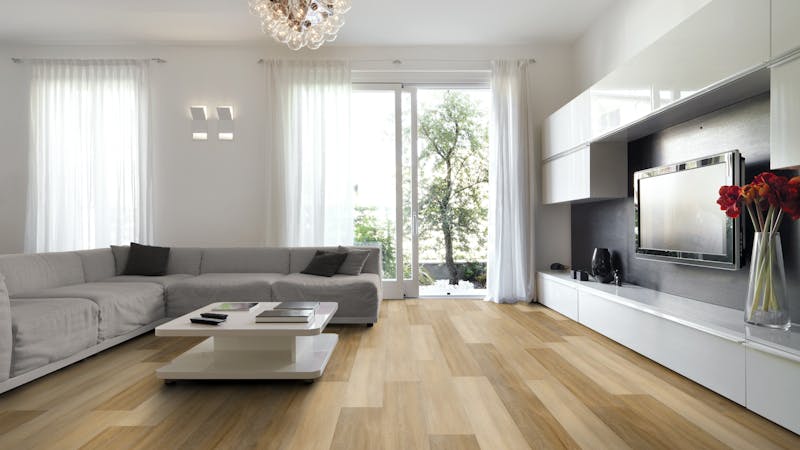 Multilayer BoDomo Exquisit Vidal Oak Produktbild Wohnzimmer - Urban mit Wohnwand zoom