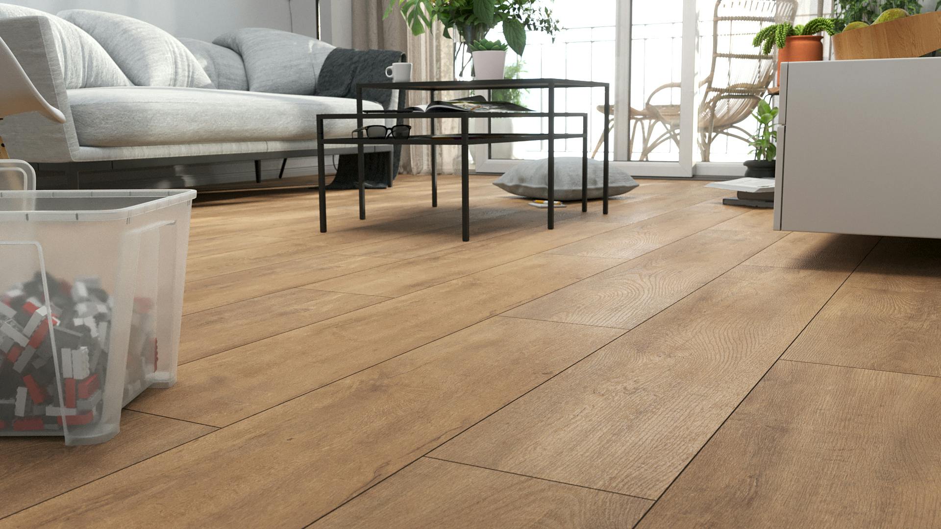 Laminat BoDomo Premium Eiche Orient Natur Produktbild Schlafzimmer - Urban zoom