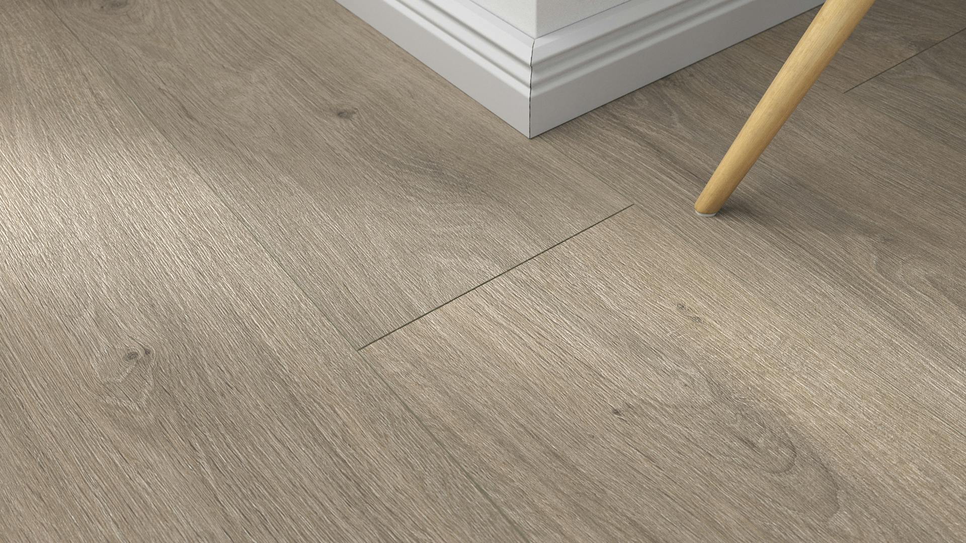 Laminat BoDomo Klassik Tajo Eiche Grau Produktbild Musterfl&auml;che von oben schr&auml;g zoom