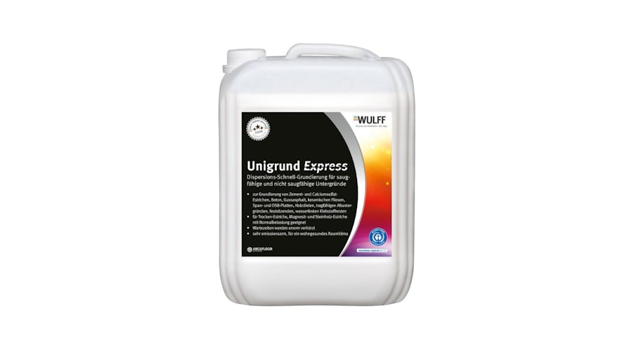Wulff - Unigrund Express - Schnell-Grundierung 10 kg Produktbild Musterfläche von oben schräg zoom