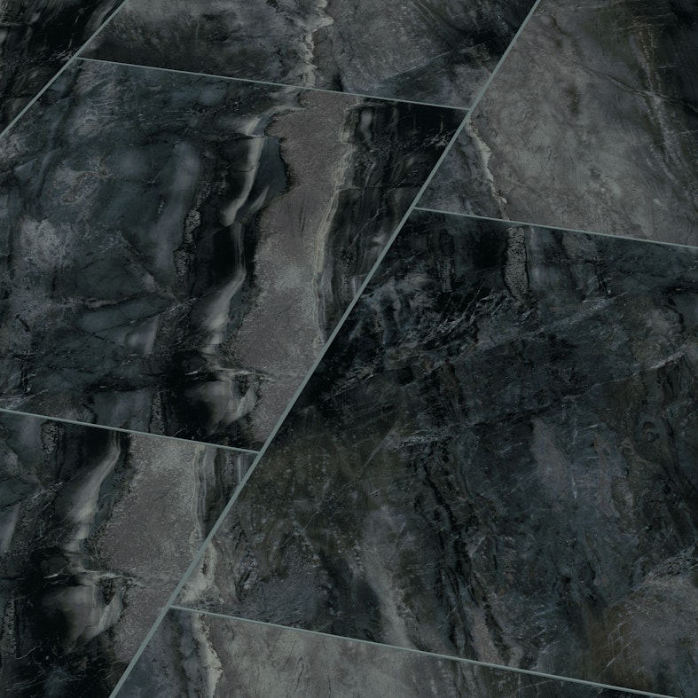 Klick-Vinyl Windmöller Wineo 800 Stone XL Black Marble Elegant Produktbild Musterfläche von oben schräg zoom
