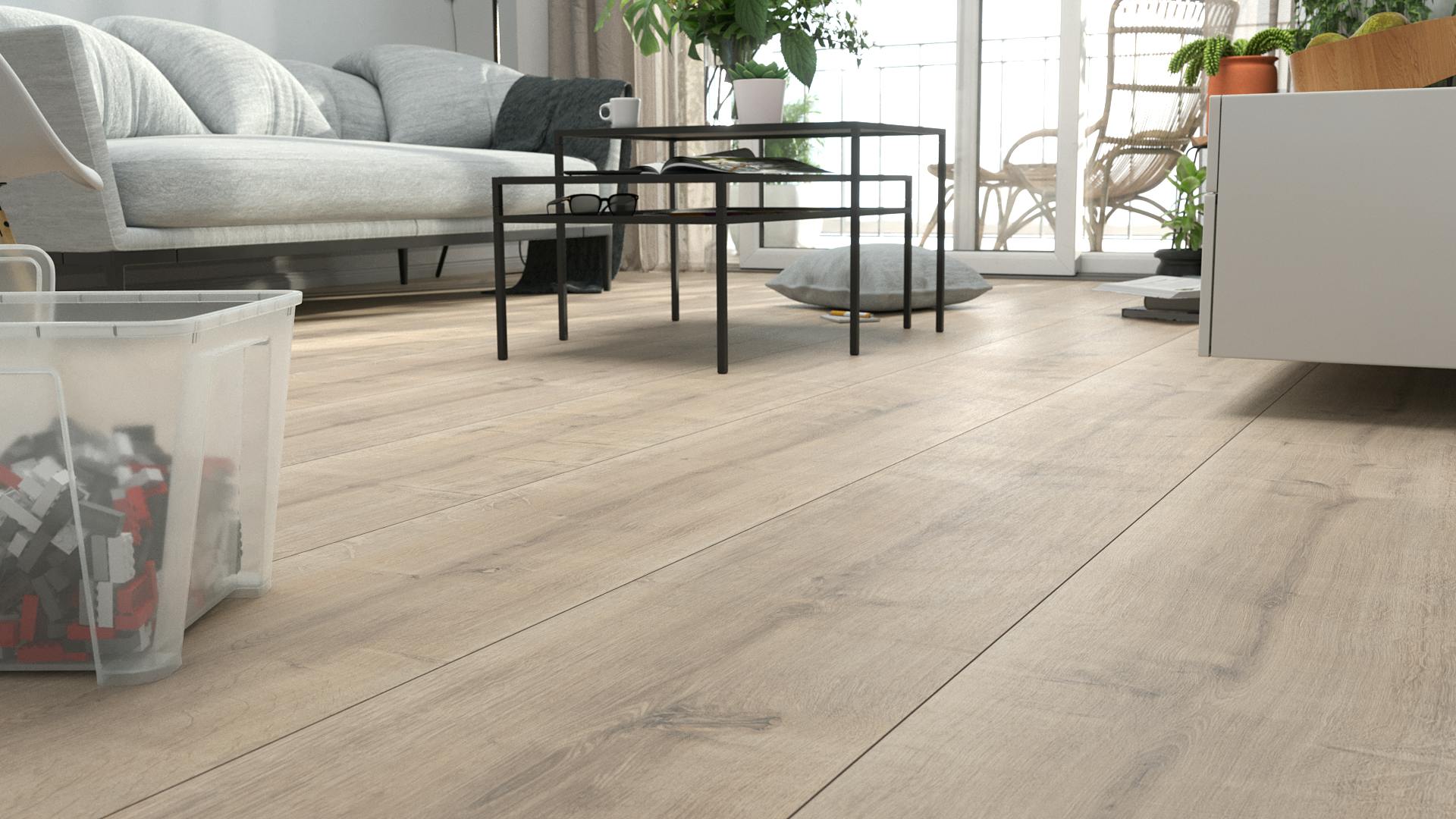 Laminat BoDomo Premium Schlossdiele Creme Produktbild Schlafzimmer - Urban zoom