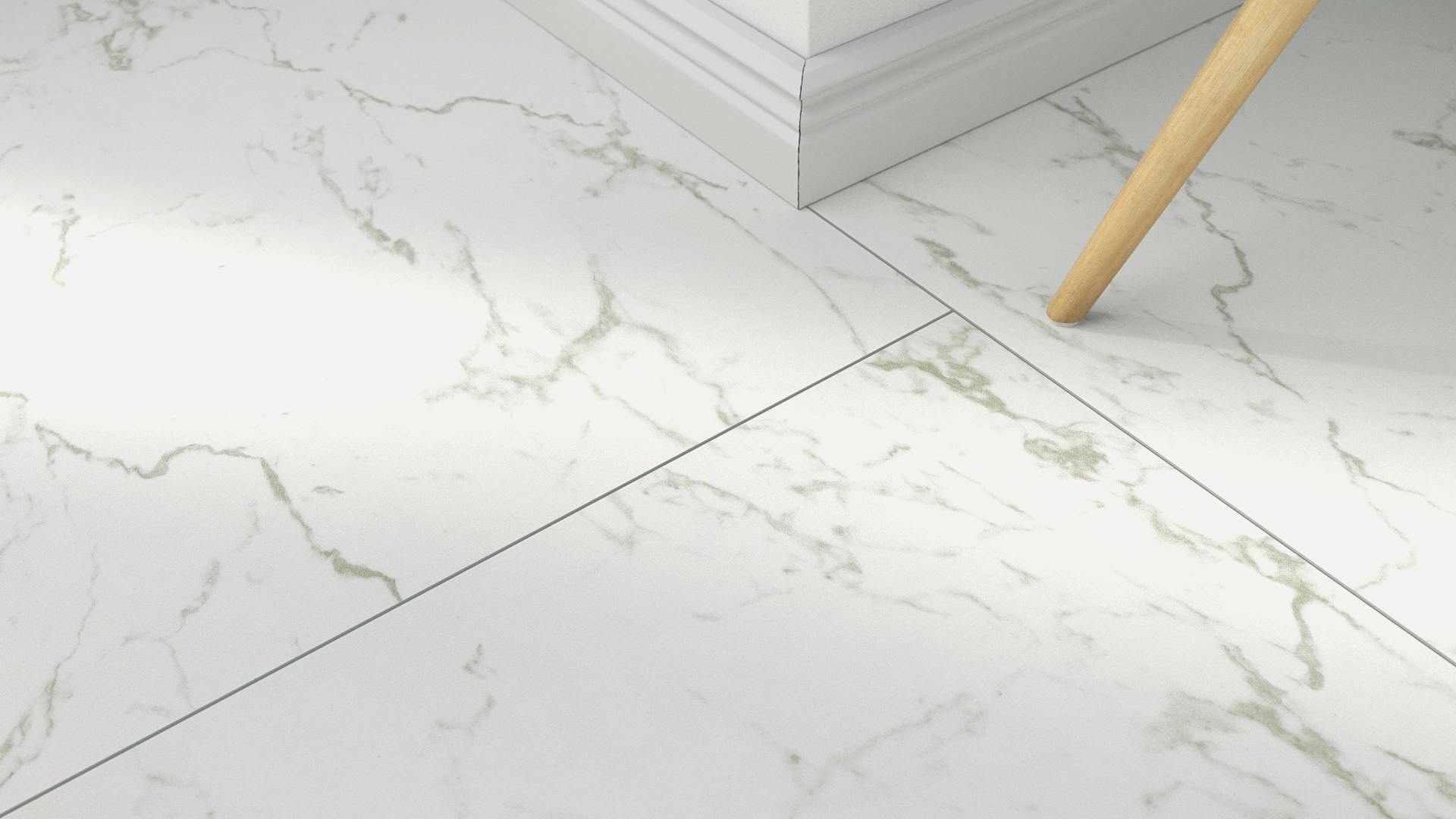 Laminat BoDomo Premium Marmor white Produktbild Musterfl&auml;che von oben schr&auml;g zoom