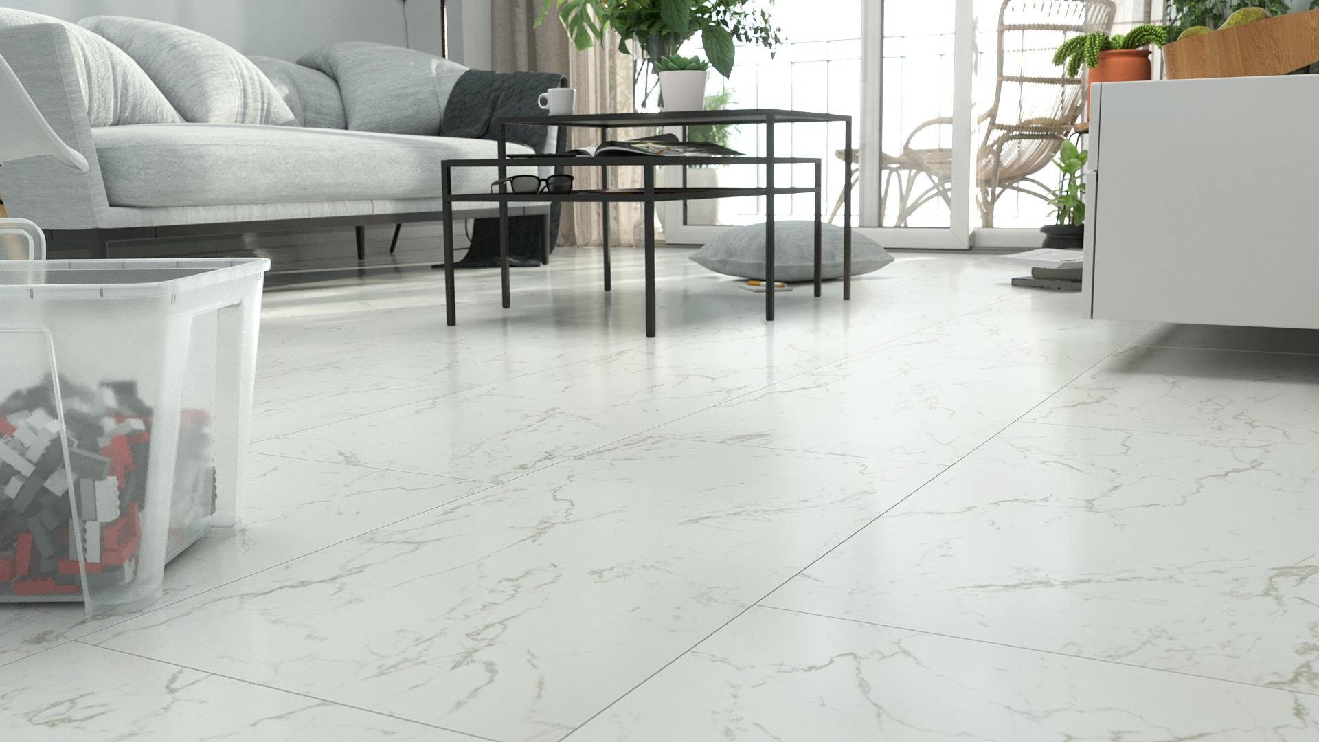 Laminat BoDomo Premium Marmor white Produktbild Schlafzimmer - Urban zoom