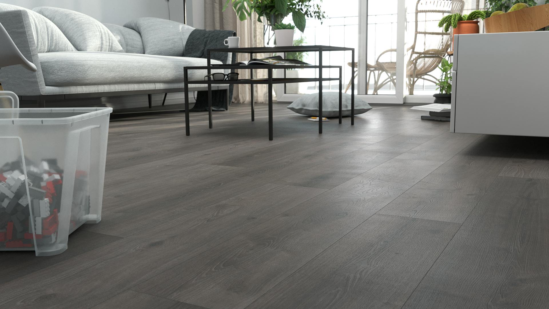 Laminat BoDomo Exquisit Sheffield Eiche schwarz Produktbild Schlafzimmer - Urban zoom