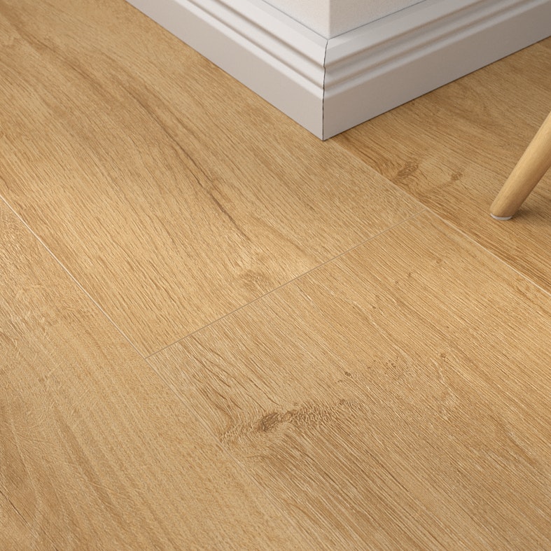 Laminat BoDomo Exquisit Cardiff Eiche natur Produktbild Musterfläche von oben schräg zoom