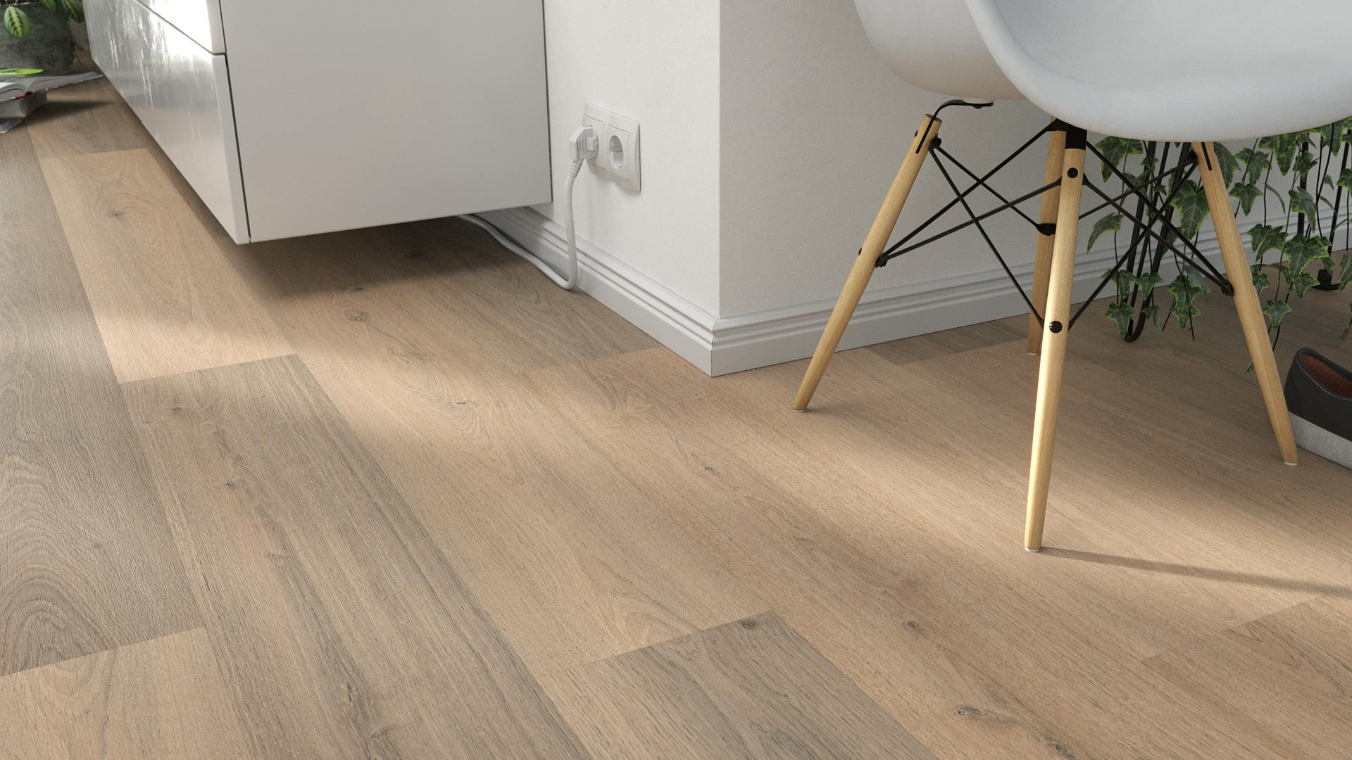 Laminat BoDomo Klassik Aperer Eiche Produktbild Wohnzimmer - Urban mit Wohnwand zoom