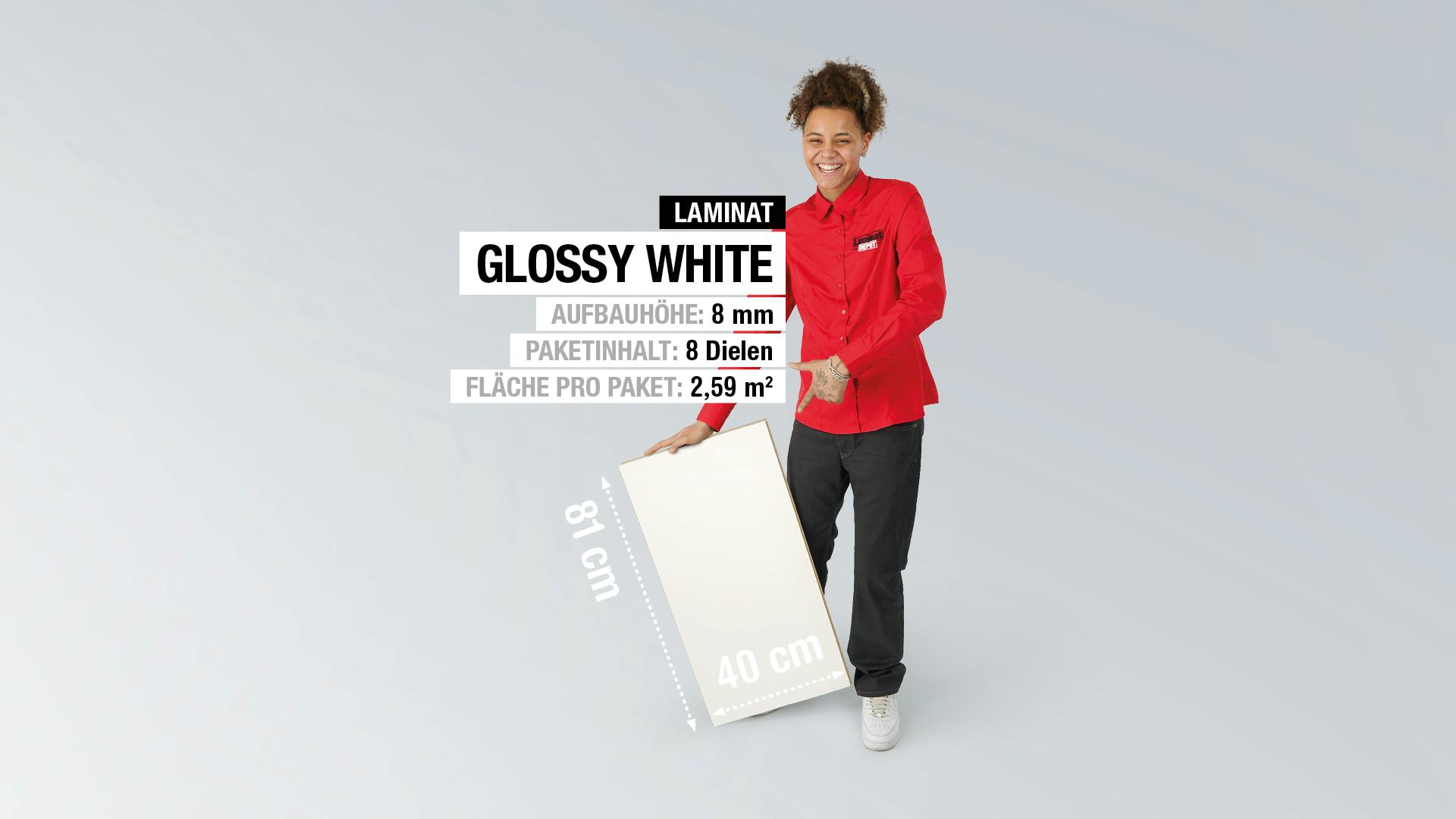 Laminat BoDomo Premium Glossy white Produktbild rendering7 zoom