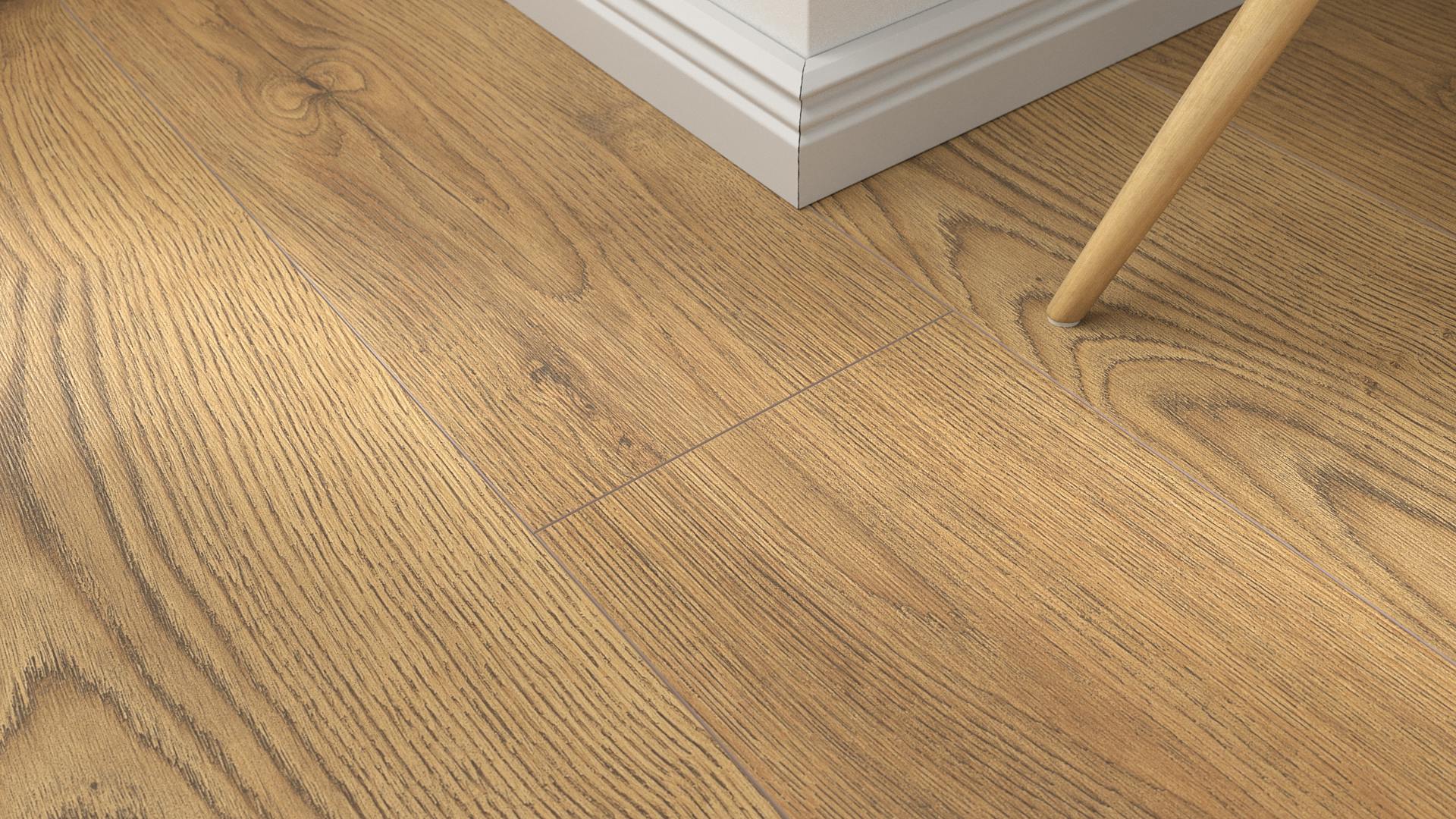 Laminat BoDomo Klassik Alpstein Eiche Produktbild Musterfl&auml;che von oben schr&auml;g zoom