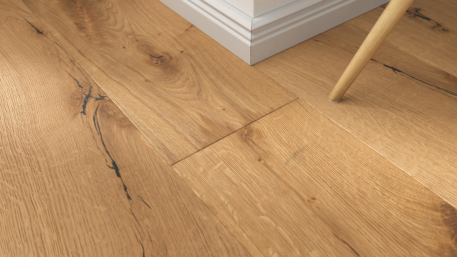 Parkett Thede & Witte Eiche Robust Produktbild Musterfl&auml;che von oben schr&auml;g zoom