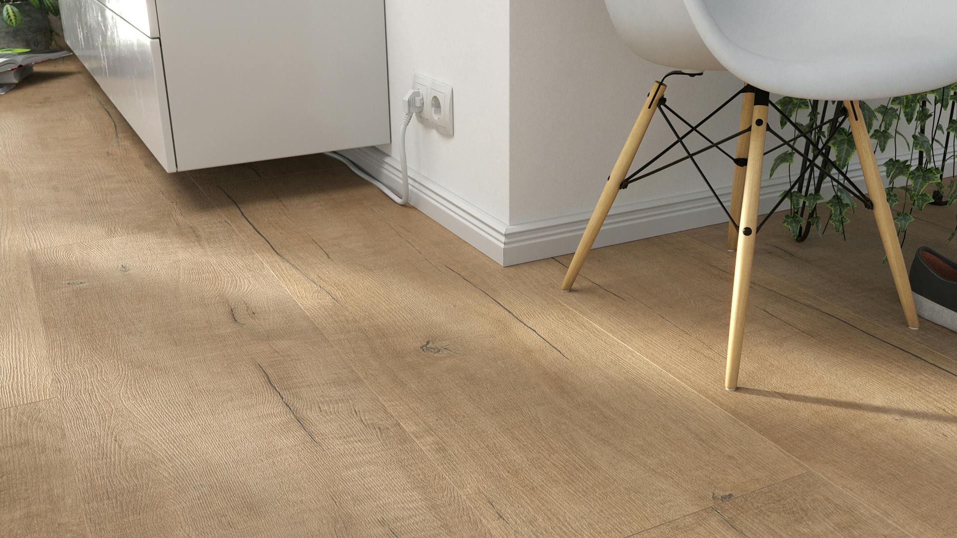 Laminat BoDomo Premium Grand Canyon Oak nature Produktbild Wohnzimmer - Urban mit Wohnwand zoom