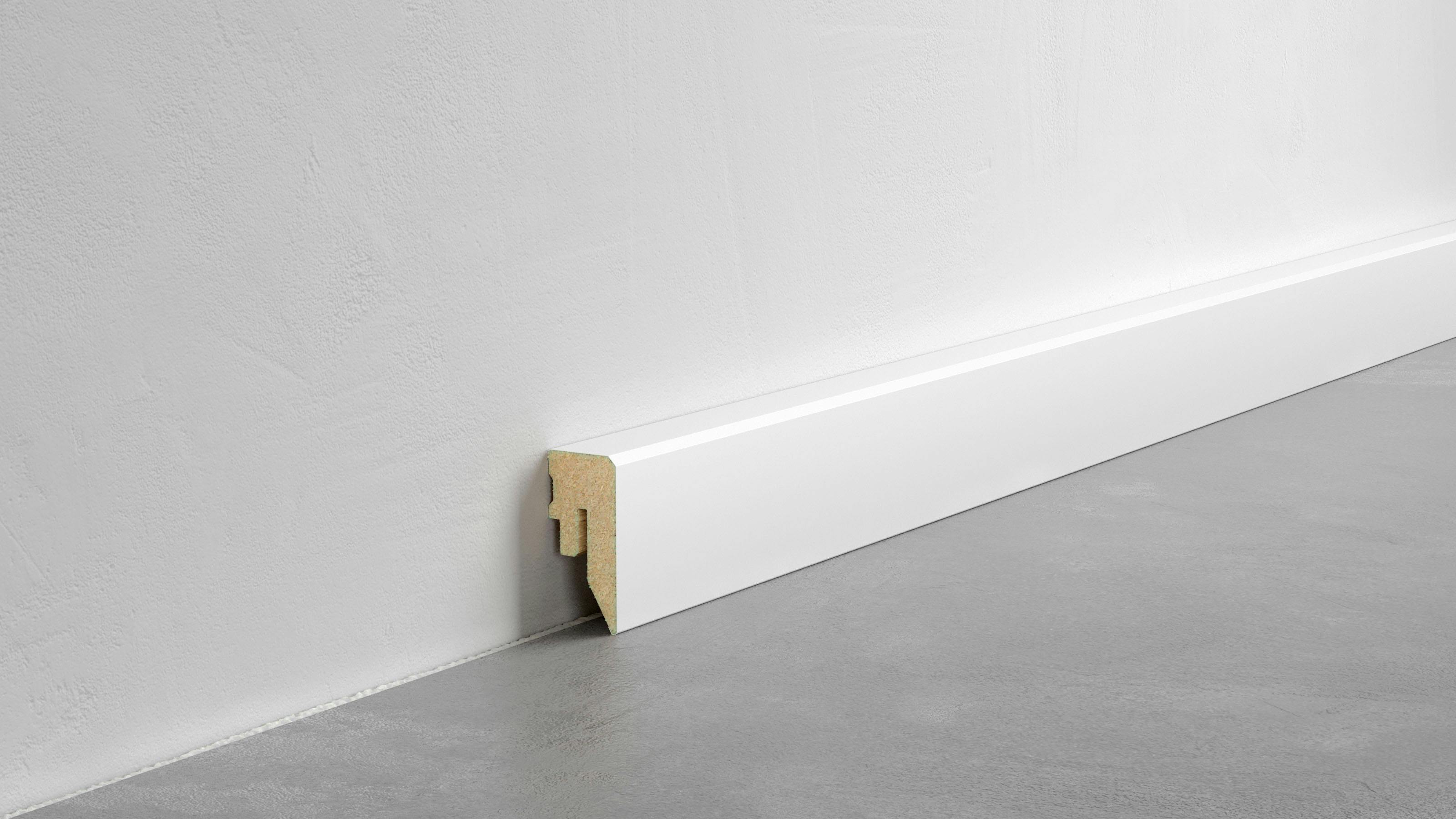 Fußleiste Premium "Weimarer Leiste" - Weiß - 40 mm Produktbild Schlafzimmer - Urban zoom