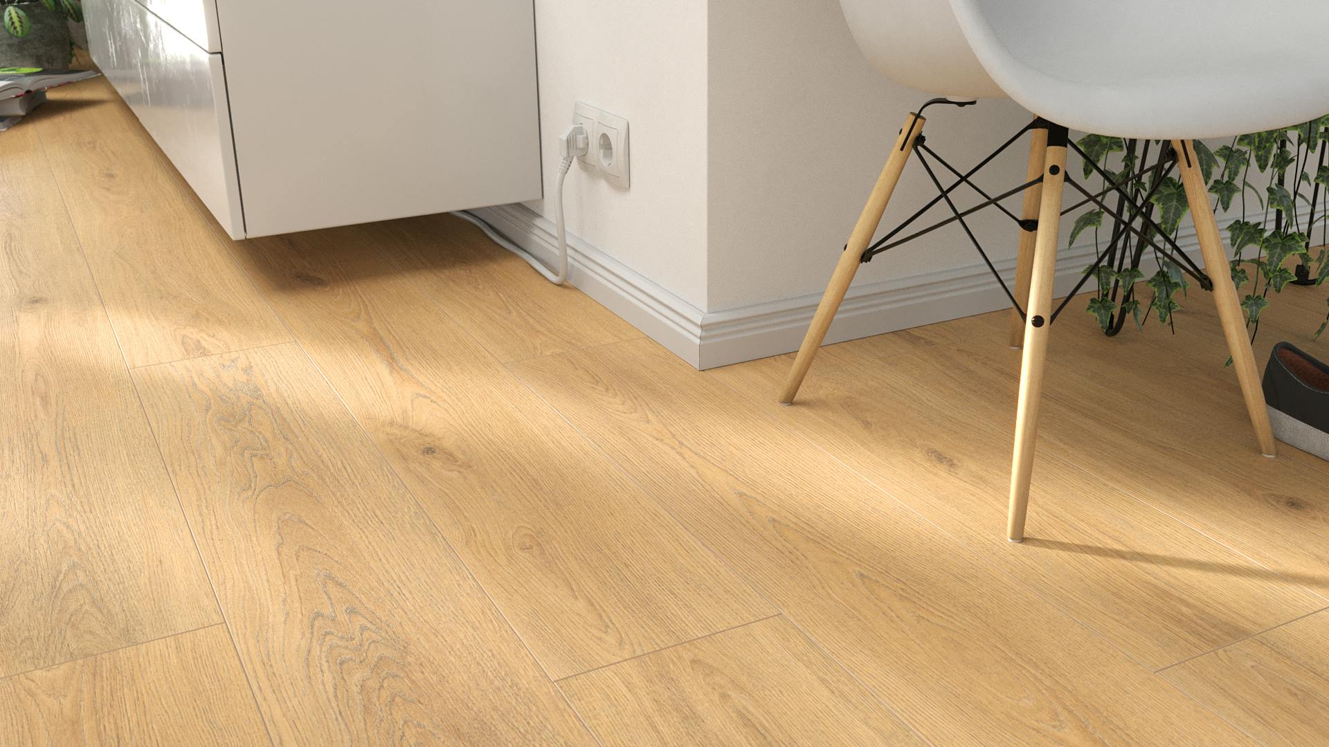 Laminat Kronotex Robusto Foresta natur Produktbild Wohnzimmer - Urban mit Wohnwand zoom