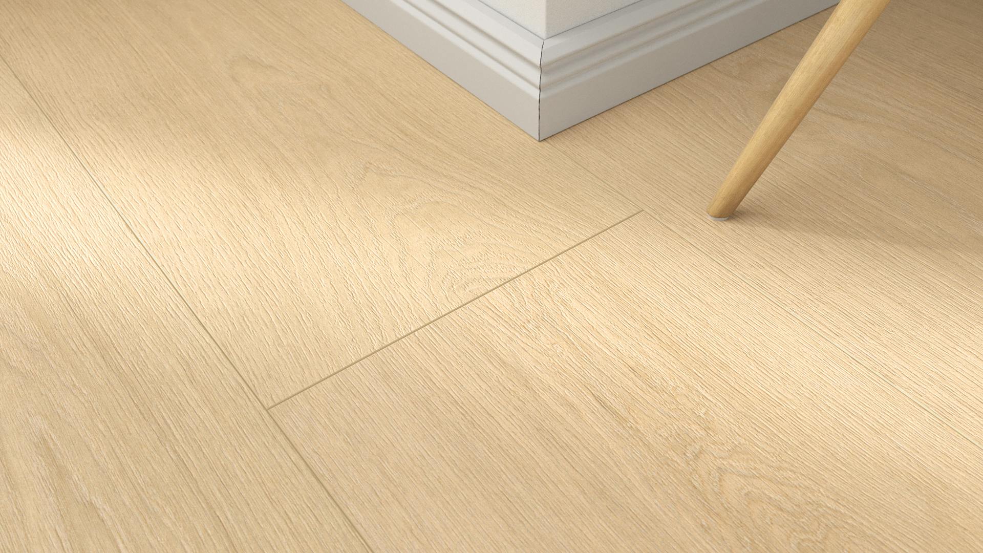 Laminat bodomoWAVE Malibu creme Produktbild Musterfl&auml;che von oben schr&auml;g zoom