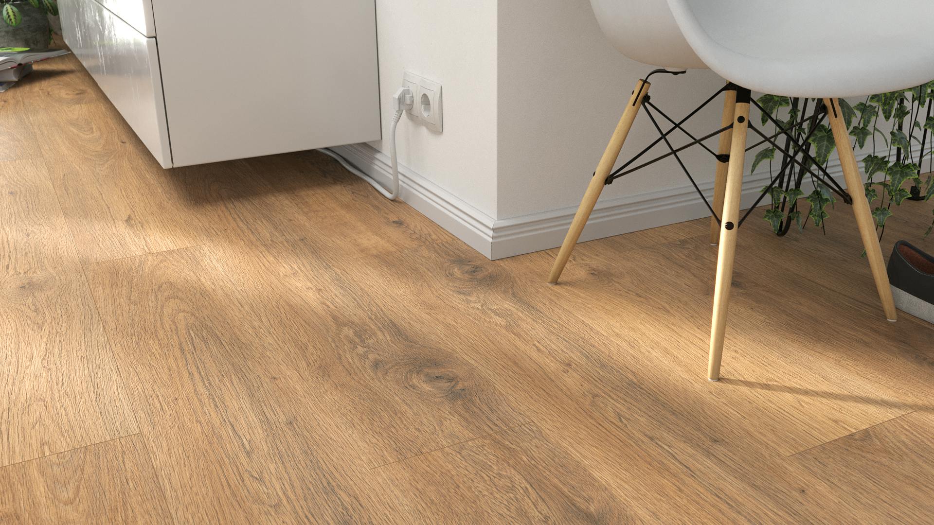 Laminat Egger Cortina Eiche Produktbild Wohnzimmer - Urban mit Wohnwand zoom