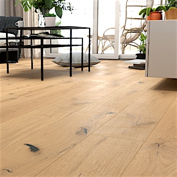 Parkett Thede & Witte Eiche markant rustikal gebürstet geölt Produktbild Schlafzimmer - Urban zoom