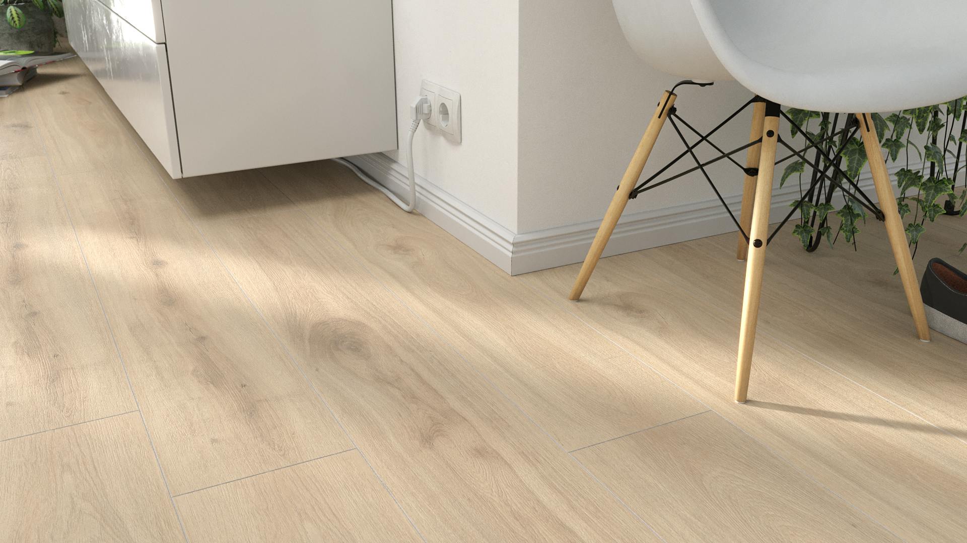 Laminat Kronoflooring O.R.C.A. Organic Oak Produktbild Wohnzimmer - Urban mit Wohnwand zoom