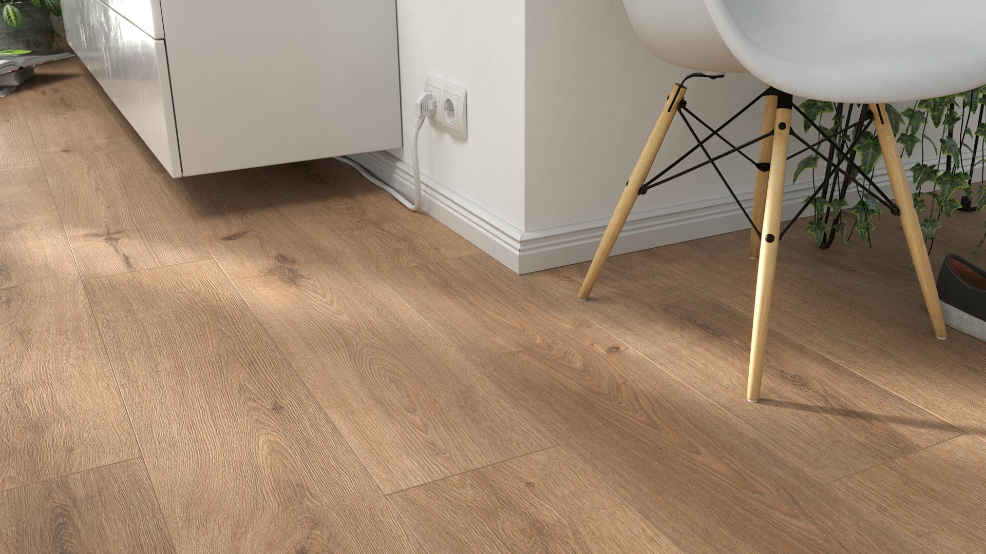 Laminat Kronoflooring O.R.C.A. Hillside Oak Produktbild Wohnzimmer - Urban mit Wohnwand zoom