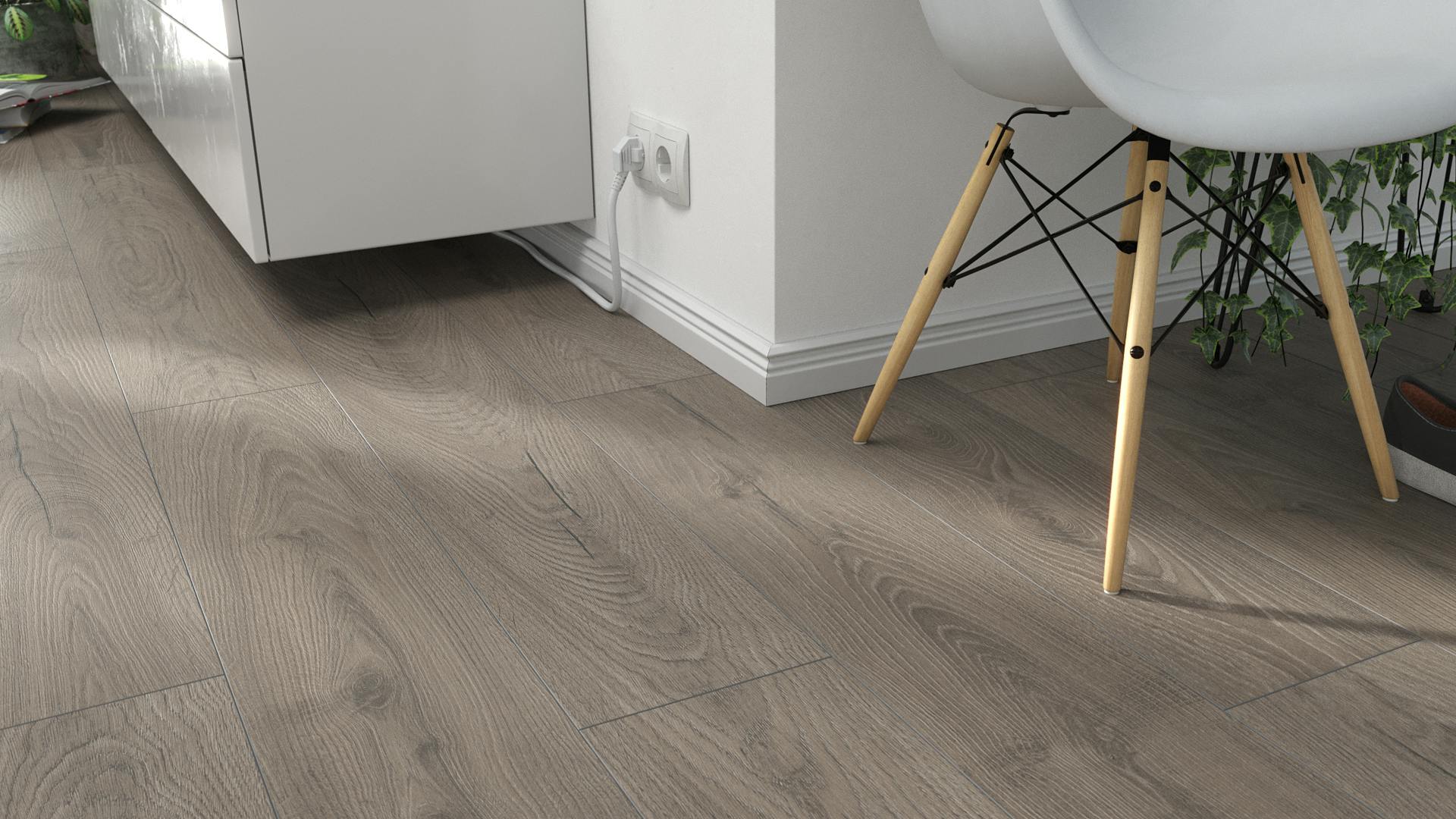 Laminat Kronoflooring O.R.C.A. Rutherford Oak Produktbild Wohnzimmer - Urban mit Wohnwand zoom