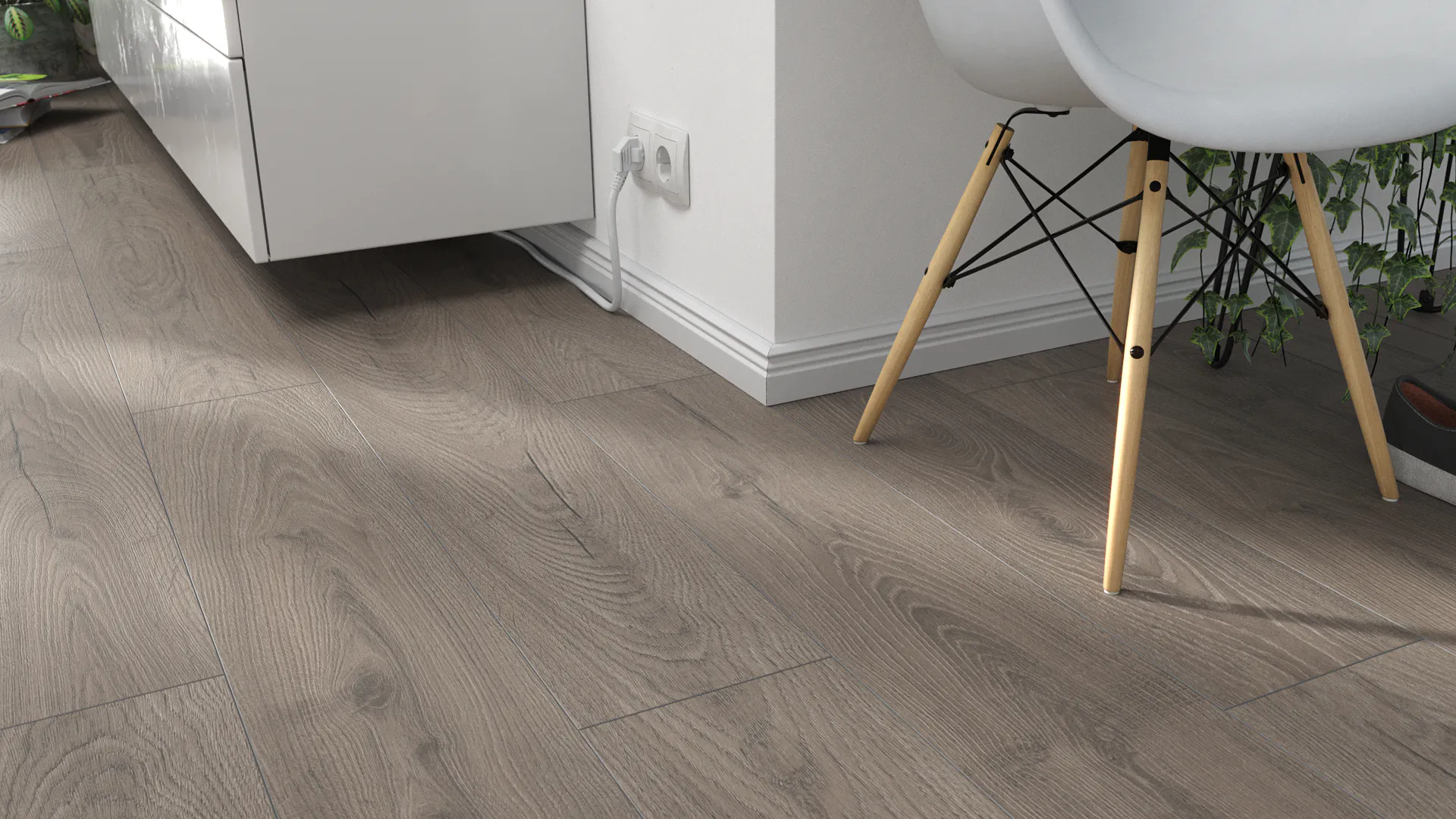 Laminat Kronoflooring O.R.C.A. Rutherford Oak Produktbild Wohnzimmer - Urban mit Wohnwand zoom
