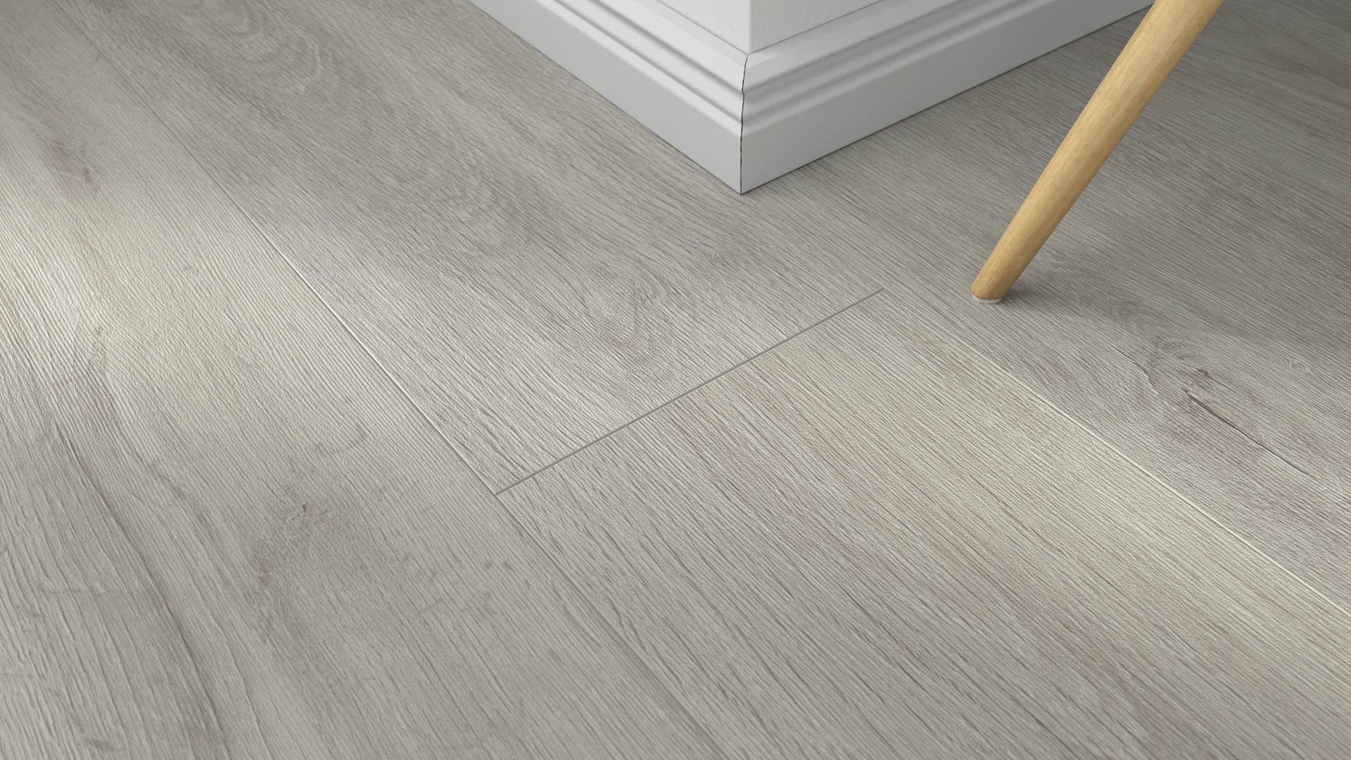 Laminat Kronotex Grand Eiche Grau Produktbild Musterfl&auml;che von oben schr&auml;g zoom
