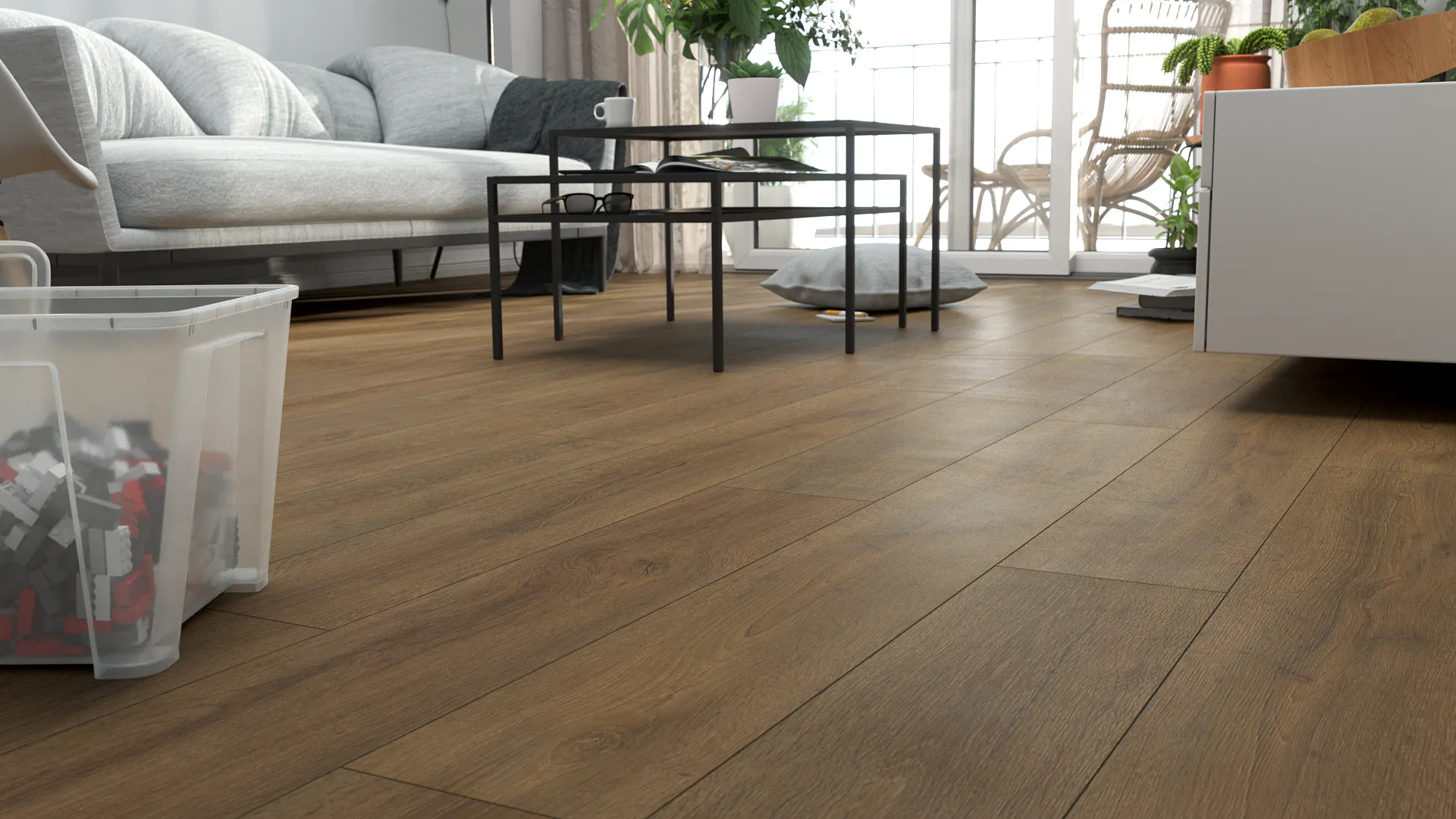 Laminat Kronotex Grand Eiche Braun Produktbild Schlafzimmer - Urban zoom