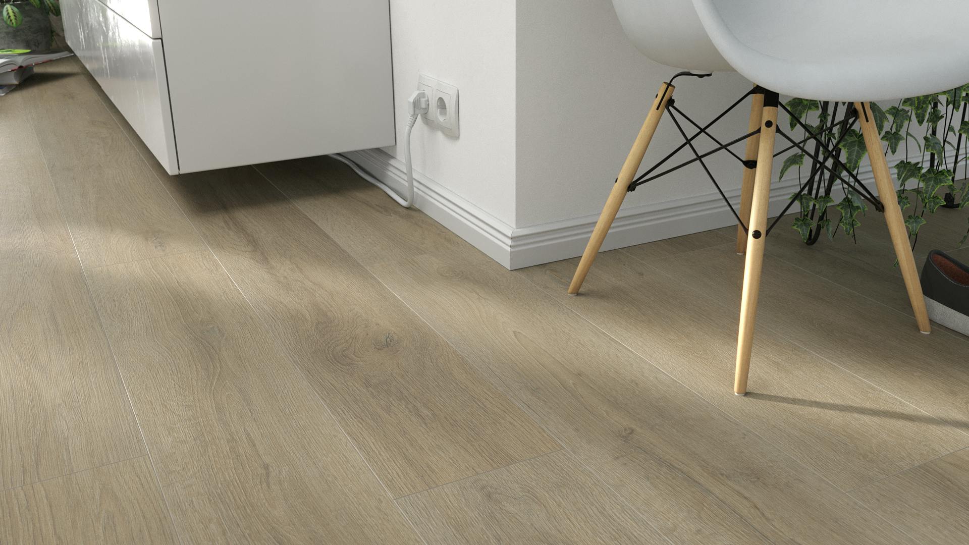 Laminat Kronotex Grand Eiche Titan Produktbild Wohnzimmer - Urban mit Wohnwand zoom