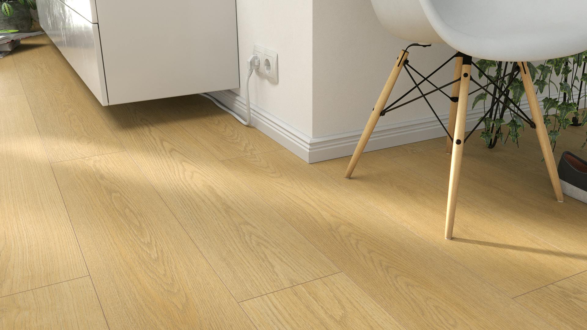 Laminat Kronotex Finlay Eiche Natur Produktbild Wohnzimmer - Urban mit Wohnwand zoom