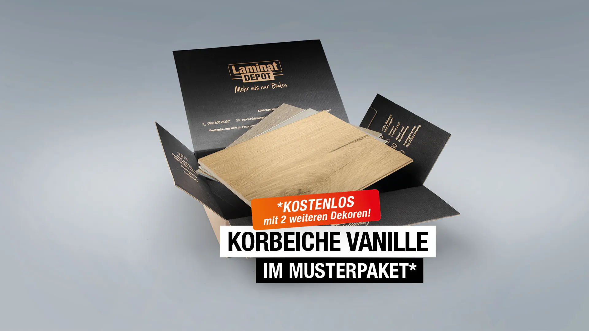 Laminat BoDomo Premium Korbeiche Vanille Produktbild Musterfl&auml;che von oben grade zoom