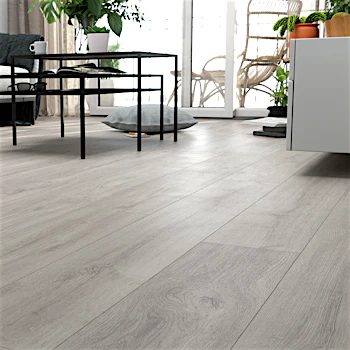 Laminat Kronotex Grand Eiche Grau Produktbild Schlafzimmer - Urban zoom