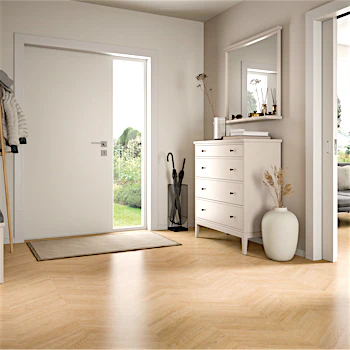 Laminat Egger Skanderborg Eiche sand Produktbild Musterfläche von oben schräg zoom