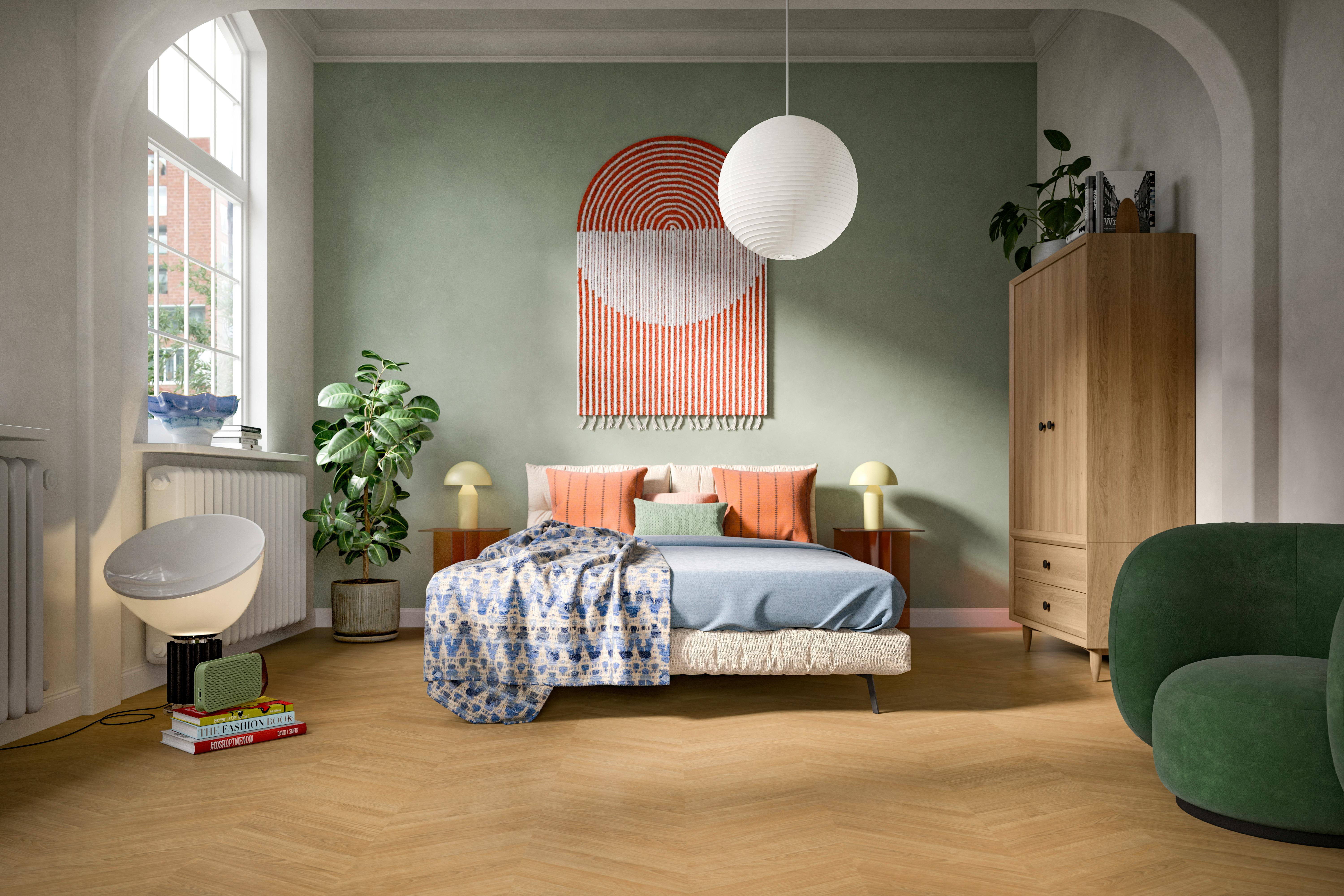 Laminat Egger Skanderborg Eiche honig Produktbild Musterfl&auml;che von oben schr&auml;g zoom