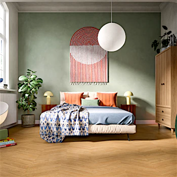 Laminat Egger Skanderborg Eiche honig Produktbild Musterfläche von oben schräg zoom