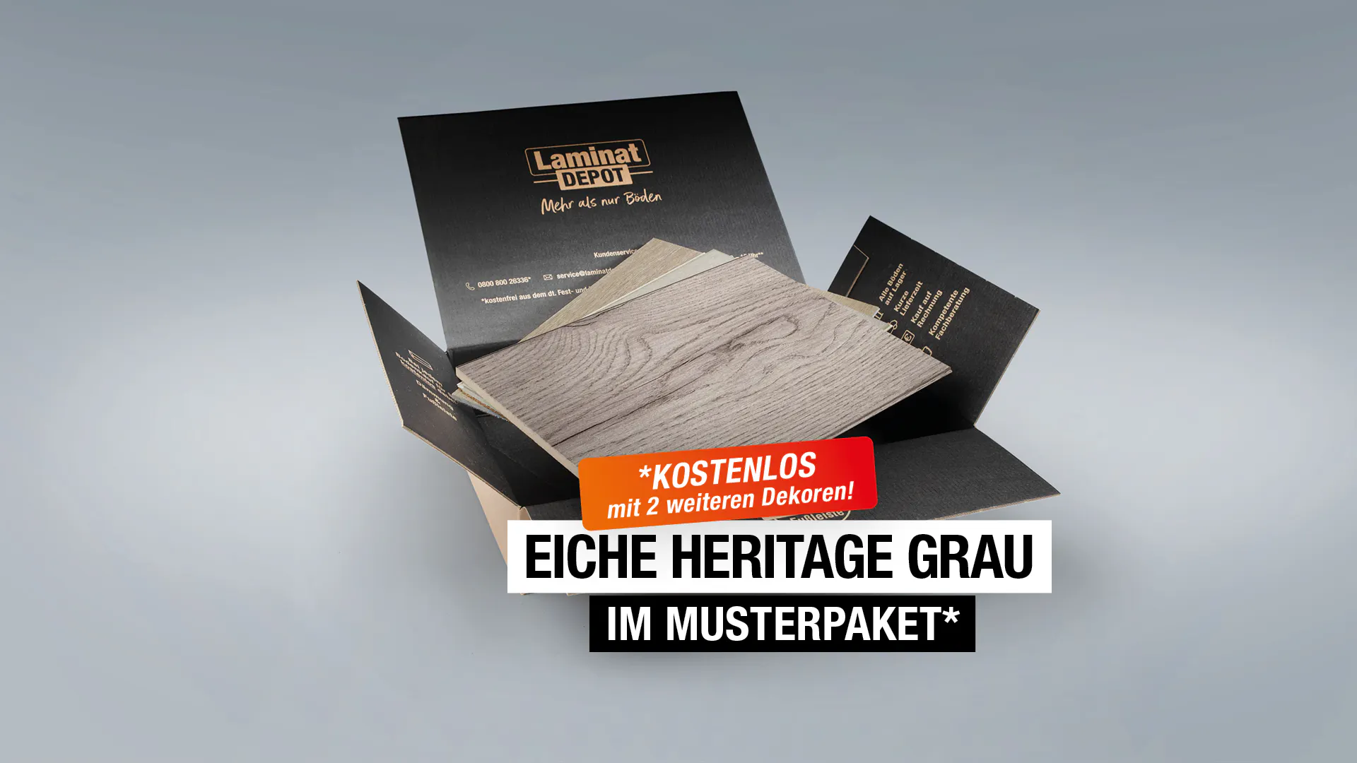 Laminat Kronotex Eiche Heritage Grau Produktbild Musterfl&auml;che von oben grade zoom